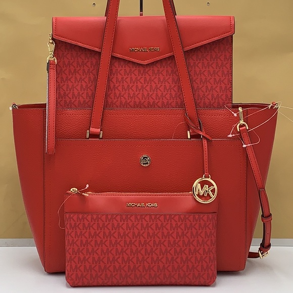 MICHAEL KORS
Maisie Large Pebbled Leather 3-in-1 Tote Bag Flame multi color NWT - Picture 2 of 16